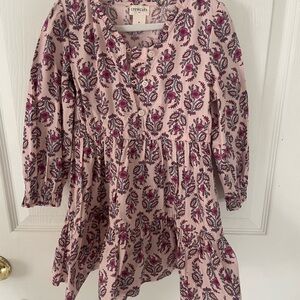 Crewcuts Pink Floral Tiered Button-Front Dress